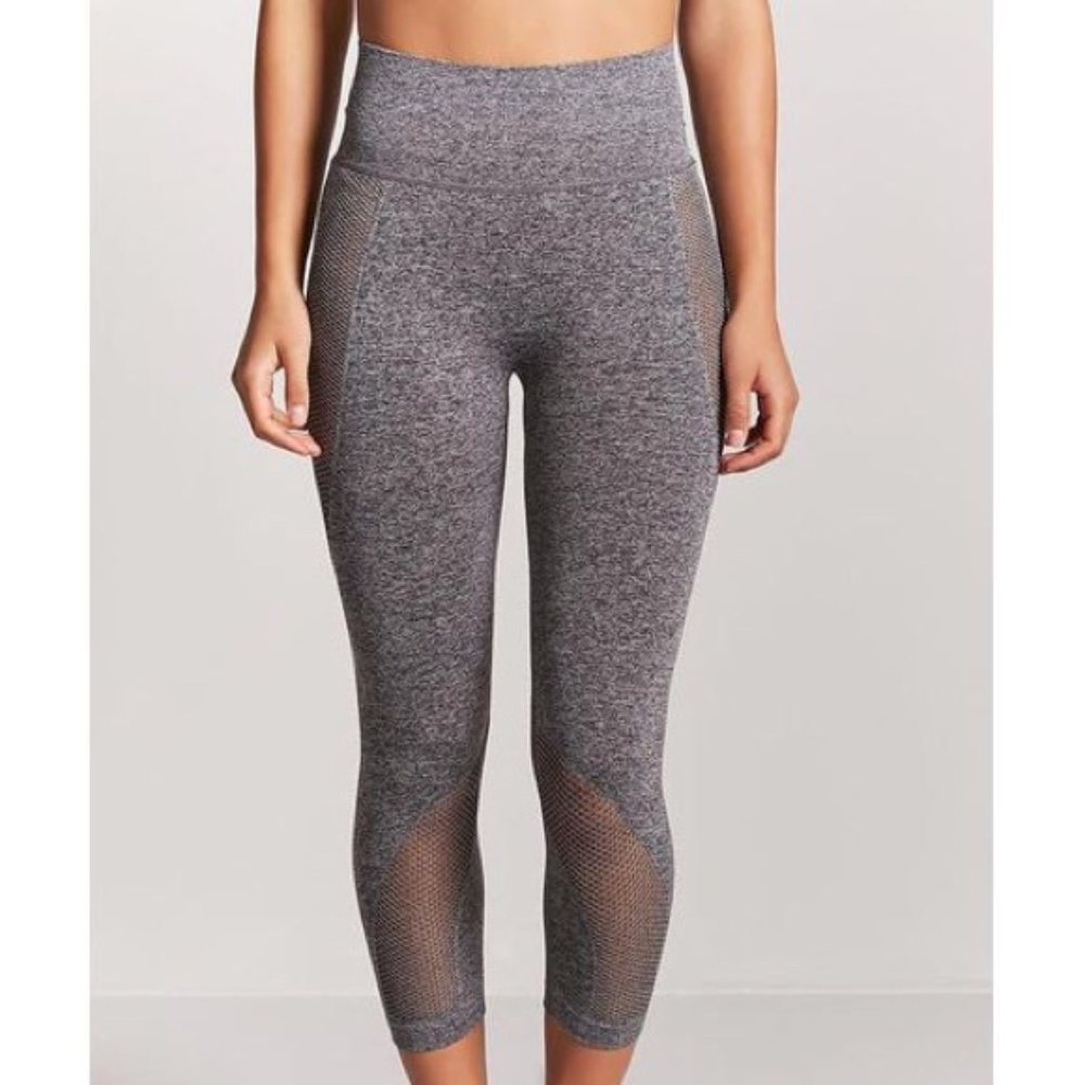 High rise seamless leggings with fishnet detail